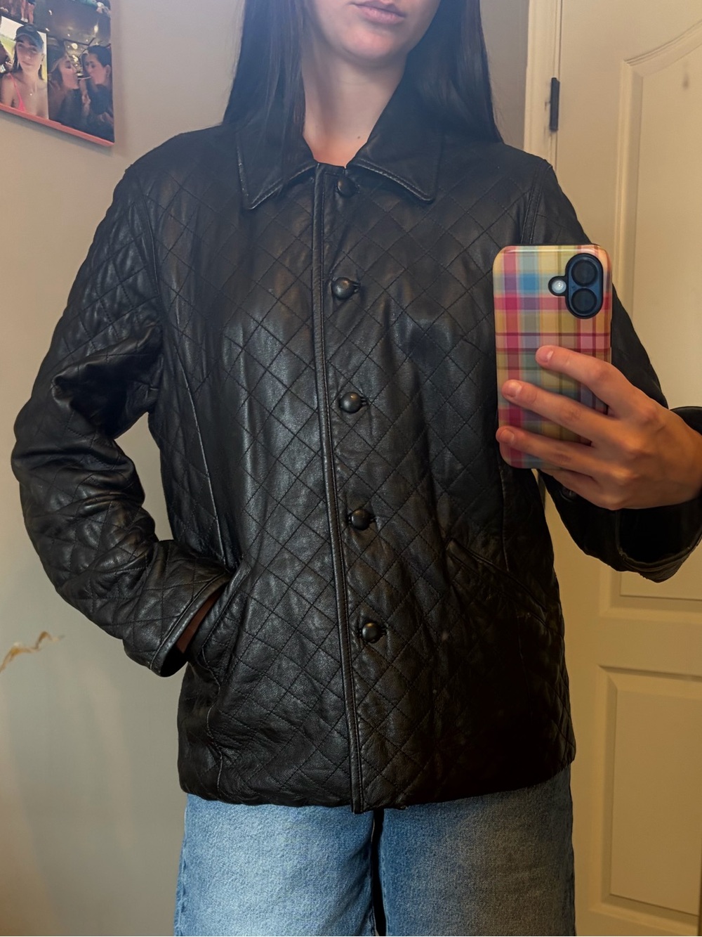 Siena Studio Quilted Black Button-Up Leather Jacket